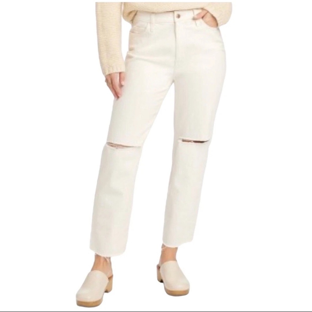3/$20⚡️ Universal Thread Jeans Ivory Cream Straight Ripped Knee High Rise